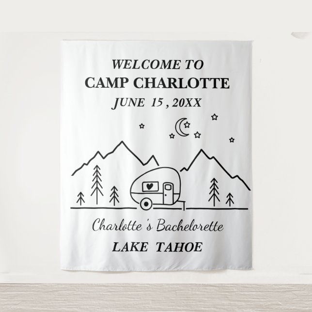 Tenture Bannière de Bachelorette de camping mignonne noir  (Devant)