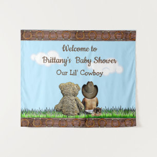 Tenture Bannière de bienvenue pour bébé rustique cowboy de