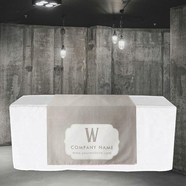Tenture Bannière de chemin de table de entreprise rustique (Rustic Business Table Runner Banner Beige Linen Tapestry)