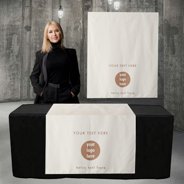 Tenture Bannière de chemin de table de Pop Up Shop Logo Iv (Pop Up Shop Table Runner Banner Logo Ivory Brown Tapestry)