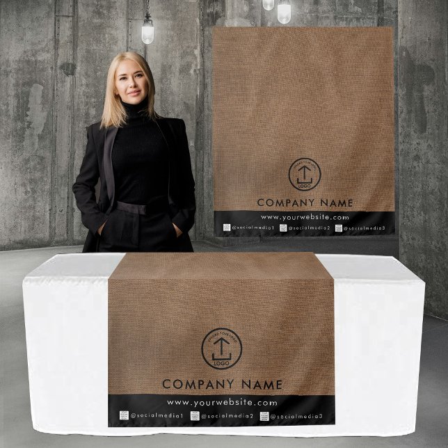Tenture Bannière de chemin de table d'entreprise Toile de  (Business Table Runner Banner Linen Logo Social Tapestry)