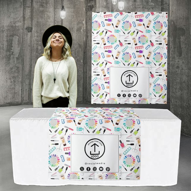 Tenture Bannière de chemin de table Logo d'entreprise Arti (Table Runner Banner Business Logo Nail Artist Tapestry)