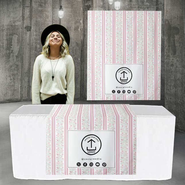Tenture Bannière de chemin de table Logo d'entreprise Flor (Table Runner Banner Business Logo Vintage Floral Tapestry)