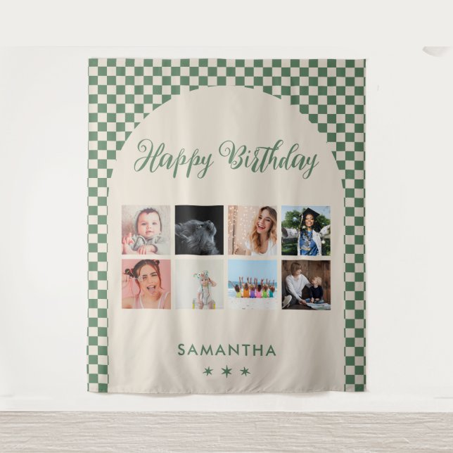Tenture Bannière de collage de photos de fête d'anniversai (Devant)