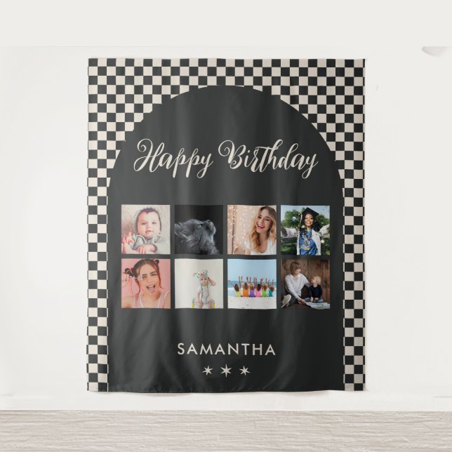 Tenture Bannière de collage de photos de fête d'anniversai (Devant)