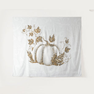 Tenture Bannière de conte de fées citrouille blanche dorée