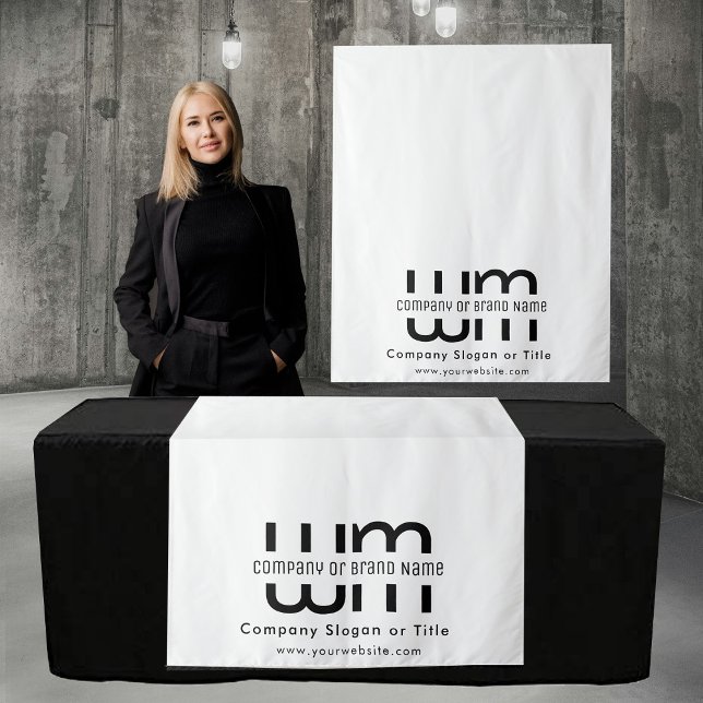 Tenture Bannière de coureur de table d'affaires minimal pe (Custom Minimal Business Table Runner Banner White Tapestry)