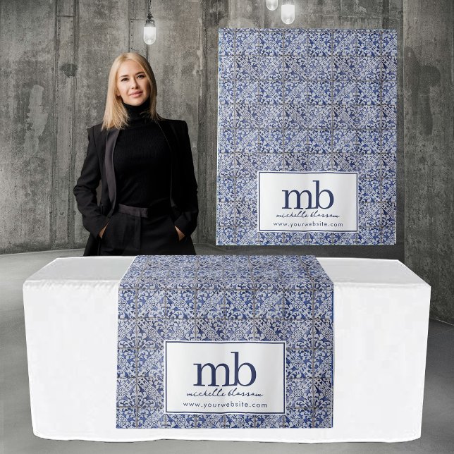 Tenture Bannière de coureur de table de Logo de carreaux p (Portuguese Tiles Logo Business Table Runner Banner Tapestry)