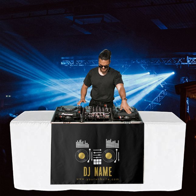 Tenture Bannière de coureur de table de platine de DJ de m (Music DJ Turntable Table Runner Banner Black Tapestry)