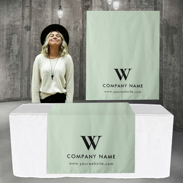 Tenture Bannière de coureur de table professionnelle perso (Custom Business Table Runner Banner Modern Green Tapestry)