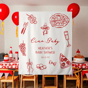 Tenture Bannière de fête prénatale Ciao Baby Italie Pizza