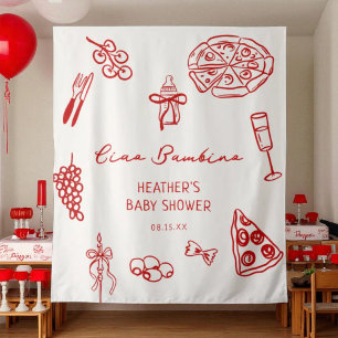 Tenture Bannière de fête prénatale Ciao Bambino Italie Piz