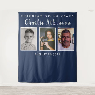 Tenture Bannière de fond de collage photo à 50e anniversai