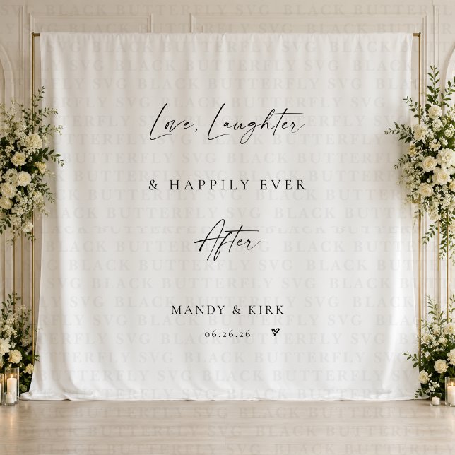 Tenture Bannière de fond de mariage « Amour Rires Heureux  (wedding backdrop
)
