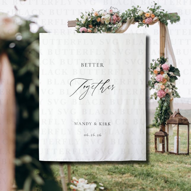 Tenture Bannière de fond de mariage Better Together Minima (better together wedding banner)