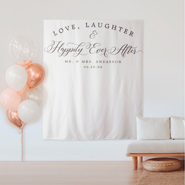 Tenture Bannière de fond de mariage d'amour et de rire (Créateur téléchargé)