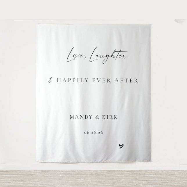 Tenture Bannière de fond de mariage « Deux cœurs, une hist (Devant)