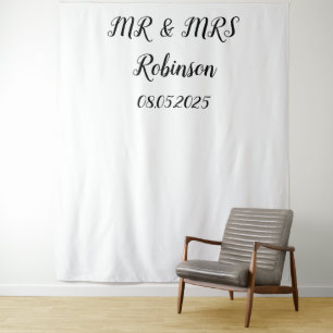 Tenture Bannière de fond de mariage M. et Mme. Texte Class