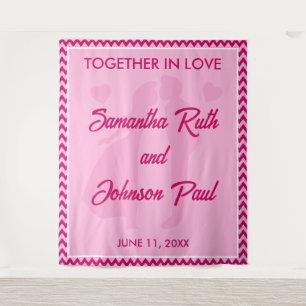 Tenture Bannière de fond de mariage moderne rose blush che