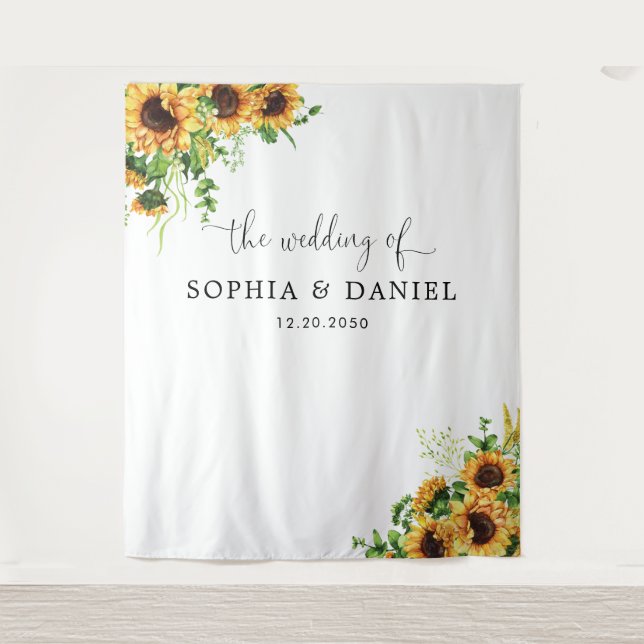 Tenture Bannière de fond de mariage tournesol  (Devant)