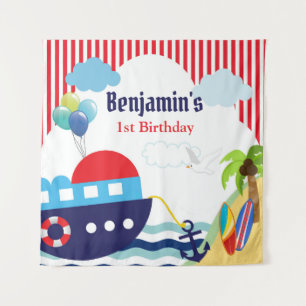 Tenture Bannière de fond pour anniversaire marin / Baby Sh
