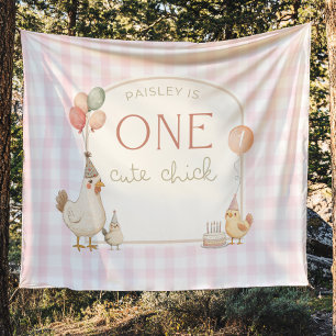 Tenture Bannière de fond pour anniversaire One Cute Chick 