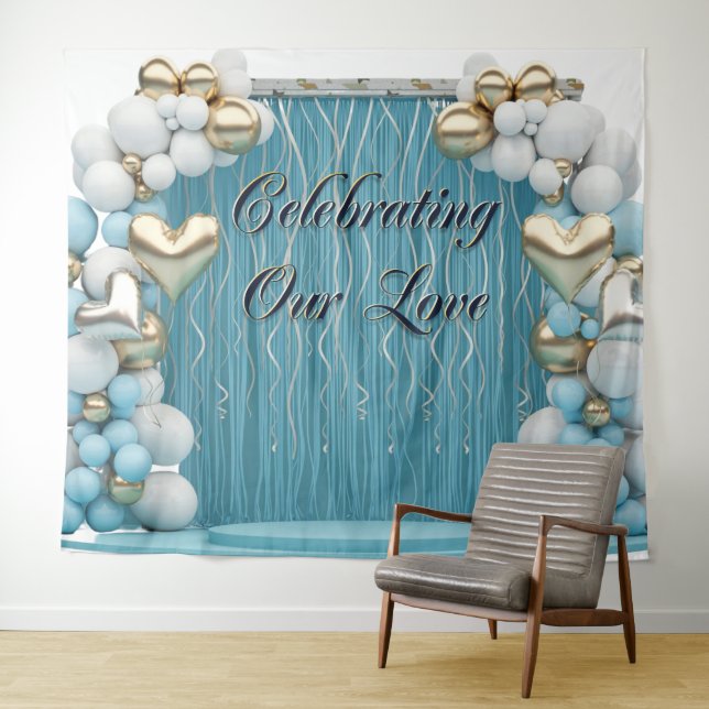 Tenture Bannière de l'amour romantique Toile de fond Mur d (En situation (horizontale))
