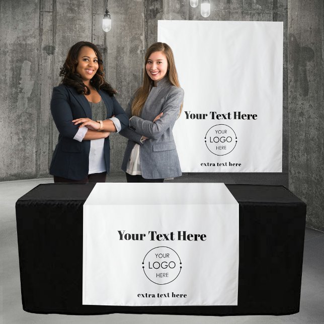 Tenture Bannière de logo de coureur de table de magasin ép (Pop Up Shop Table Runner Banner Logo Bold Text Tapestry)