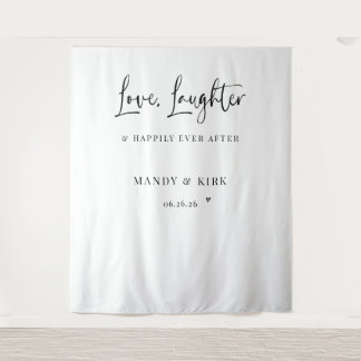 Tenture Bannière de mariage Amour, Rire et Heureux pour to