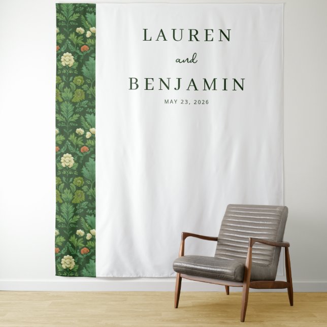 Tenture Bannière de mariage florale verte élégante (En situation)