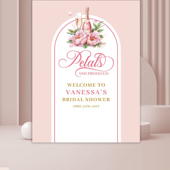 Tenture Bannière de mur pétale et prosecco or rose élégant (Elegant blush gold petals and prosecco wall banner)