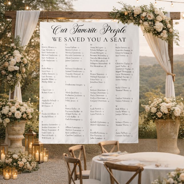 Tenture Bannière de plan de table de mariage en tissu par  (Créateur téléchargé)