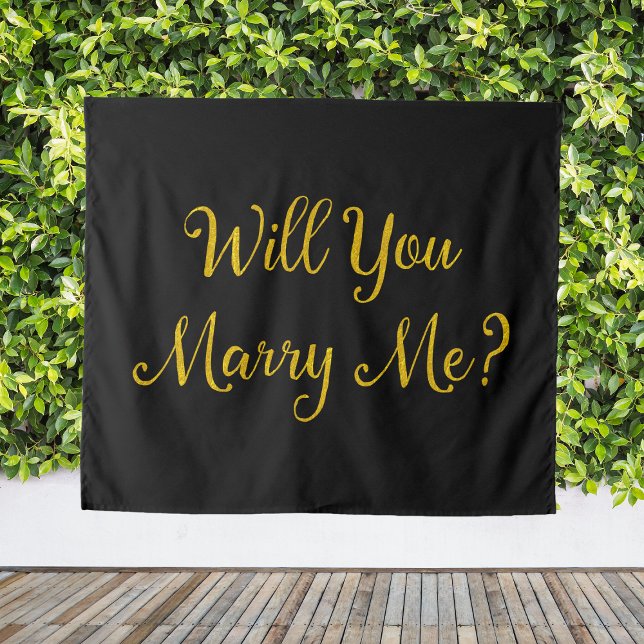 Tenture Bannière de proposition de mariage en or noir Épou (Black Gold Proposal Sign Will You Marry Me? Banner Tapestry
)