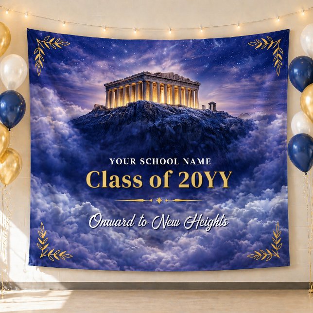 Tenture Bannière de remise des diplômes de la classe du mo (Mount Olympus Class Graduation Banner, Custom Prom Tapestry)
