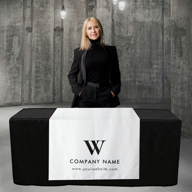 Tenture Bannière de Runner de table professionnelle person (Custom Business Table Runner Banner Modern White Tapestry)