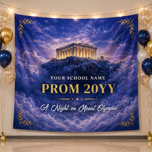Tenture Bannière de soirée de bal du mont Olympe, rentrée  (Mount Olympus Prom Night Banner, Custom Homecoming Tapestry)