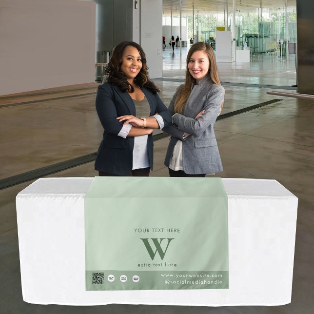 Tenture Bannière de table Code QR Lettre Logo Pop Up Shop  (Pop Up Shop Letter Logo QR Code Table Runner Green Tapestry)