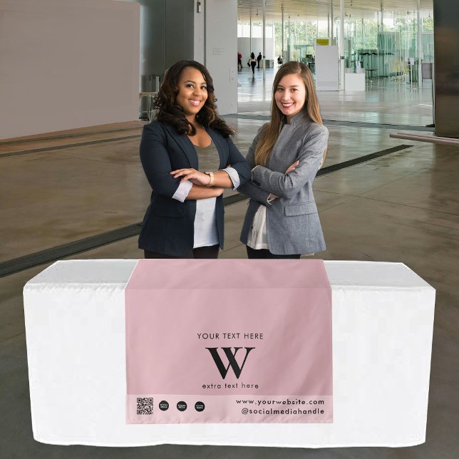Tenture Bannière de table Code QR Lettre Logo Pop Up Shop  (Pop Up Shop Letter Logo QR Code Table Runner Pink Tapestry)