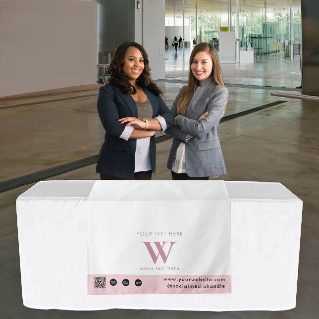 Tenture Bannière de table Code QR Lettre Logo Pop Up Shop  (Pop Up Shop Letter Logo QR Code Table Runner Pink Tapestry)