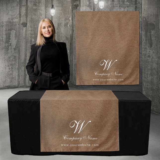 Tenture Bannière de table de société de lin personnalisée  (Custom Linen Business Table Runner Banner Script Tapestry)