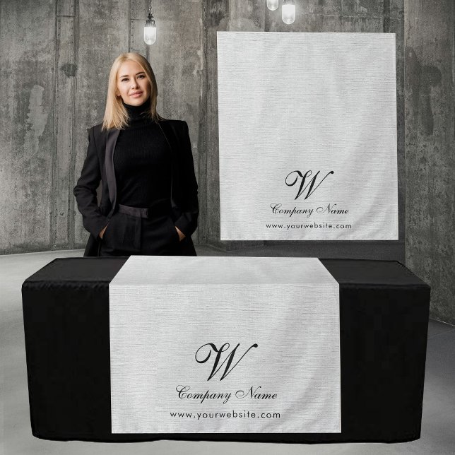 Tenture Bannière de table de société de lin personnalisée  (Custom Linen Business Table Runner Banner Script Tapestry)
