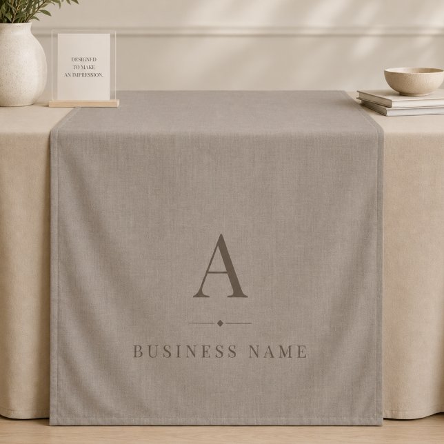 Tenture Bannière de table de travail en lin à monogramme (Créateur téléchargé)
