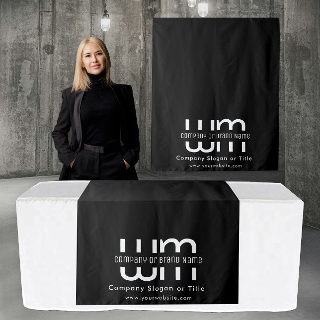 Tenture Bannière de table minimale personnalisée pour entr (Custom Minimal Business Table Runner Banner Black Tapestry)