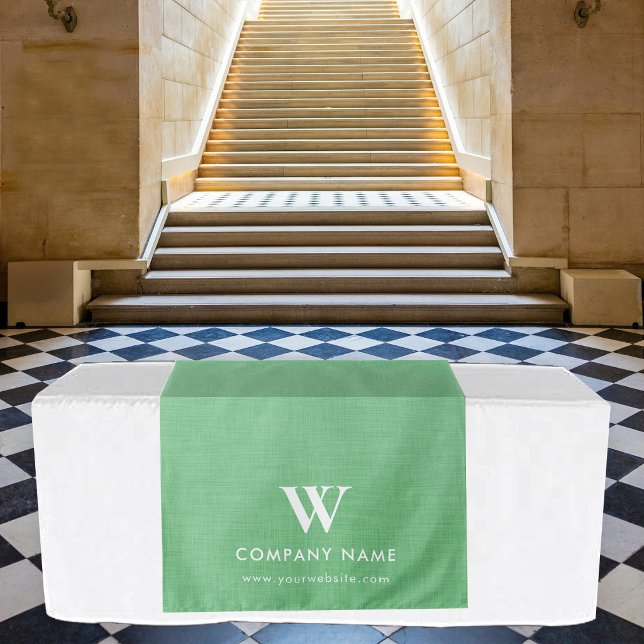 Tenture Bannière de table personnalisée en lin vert pour e (Custom Business Table Runner Banner Green Linen Tapestry)