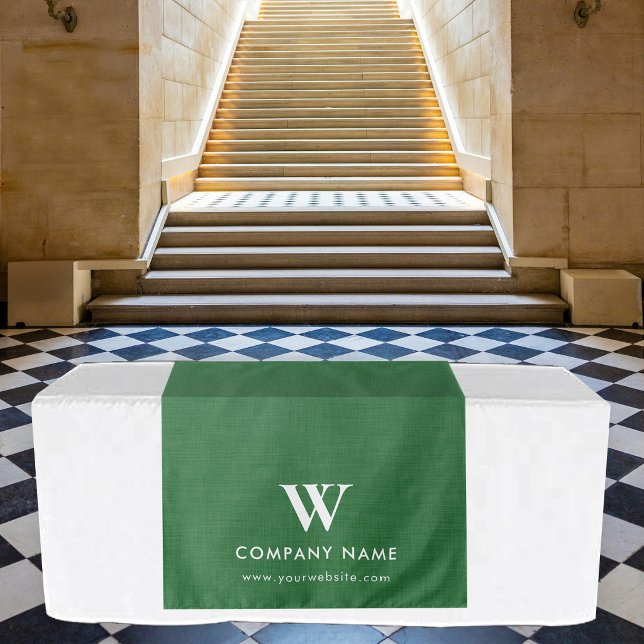 Tenture Bannière de table personnalisée en lin vert pour e (Custom Business Table Runner Banner Green Linen Tapestry)