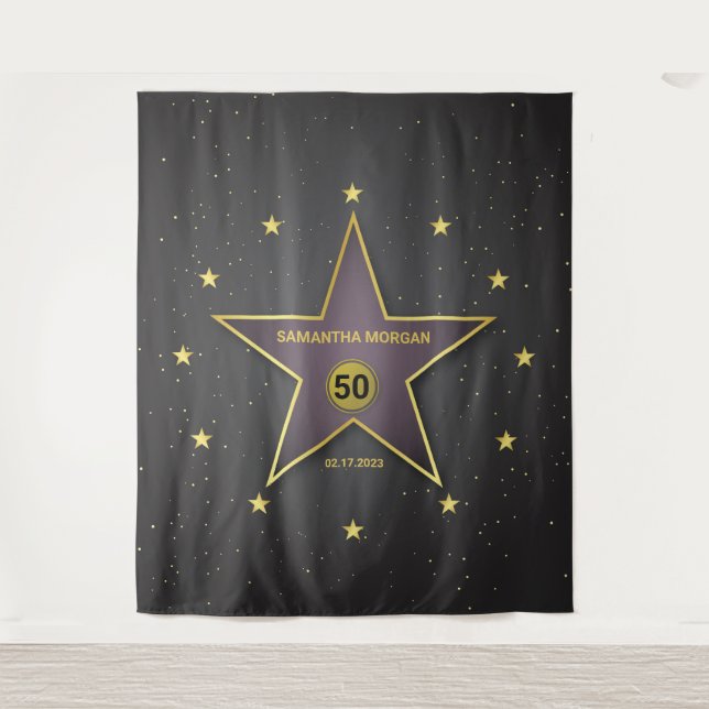 Tenture Bannière de toile de fond d'anniversaire de Star d (Devant)