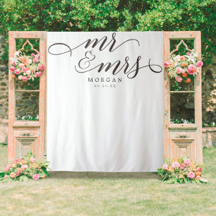 Tenture Bannière de toile de fond de mariage M. et Mme en