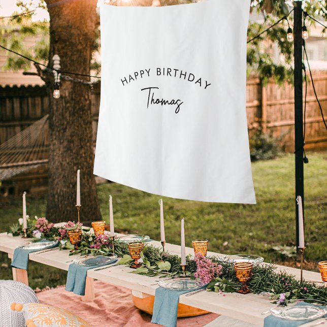 Tenture Bannière de toile de fond de nom d'anniversaire pe (Custom Kids Birthday Name Sheet Backdrop Banner)