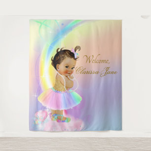 Tenture Bannière de toile de fond pour Baby Shower Arc-en-