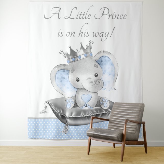 Tenture Bannière de toile de fond pour Baby Shower du Prin (En situation)